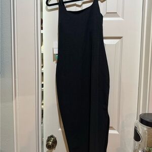 Beyond Yoga Black Midi Slip Dress with Thin Straps